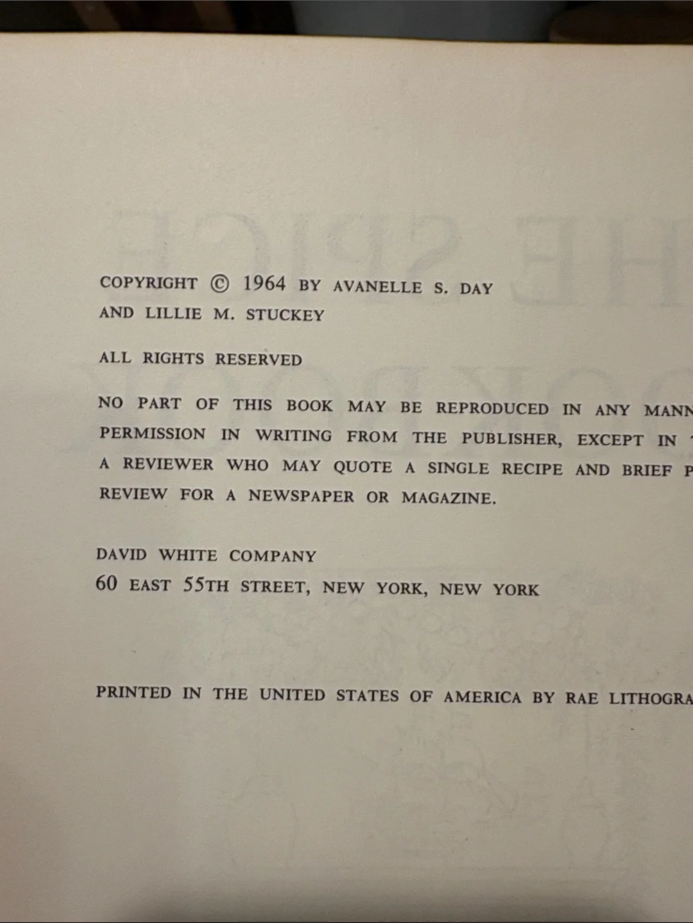 Vintage Cookbook The Spice Cookbook 1964